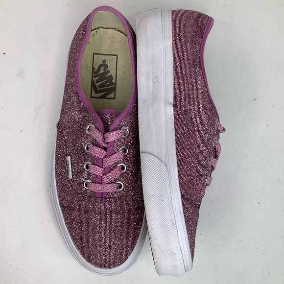 VANS Lurex Pink True Glitter Lace Tie Skater Sneakers Shoes Women Sz 7 Men 5.5 - Picture 2 of 10